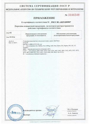 Приложение к сертификату соответствия ГОСТ Р № РОСС RU.MH08.H25280